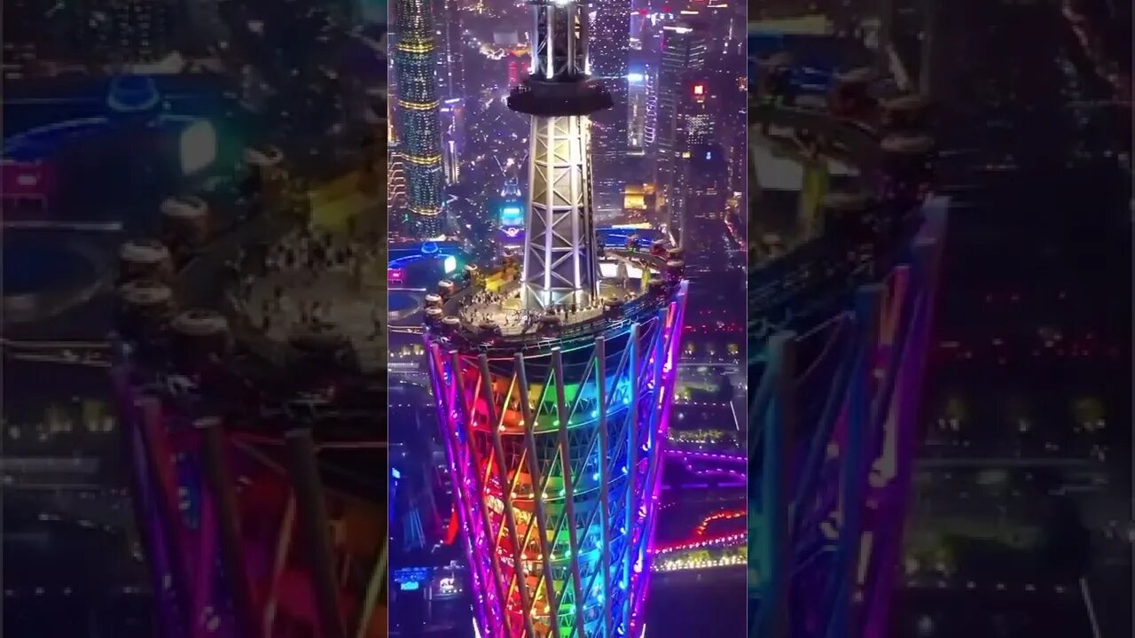 lighted video of very big building.