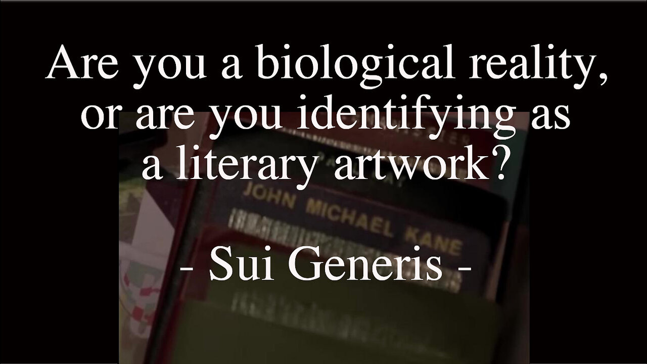 Are you a biological reality or are you identifying as literary artwork / Sui Generis