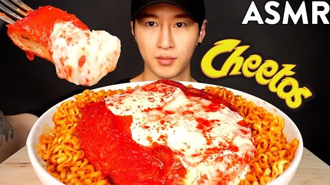 ASMR HOT CHEETOS CHICKEN PARMESAN & SPICY FIRE NOODLES (No Talking) COOKING & EATING SOUND