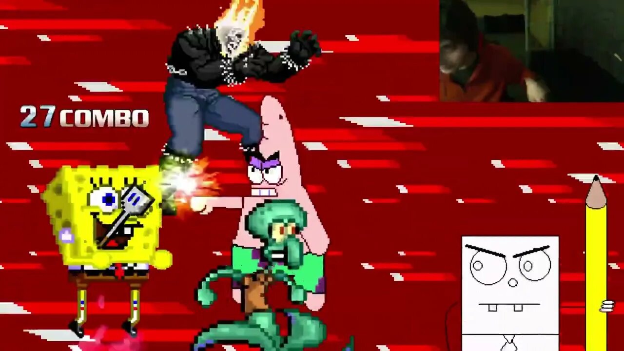 SpongeBob SquarePants Characters (SpongeBob, Squidward, And DoodleBob) VS Ghost Rider In A Battle