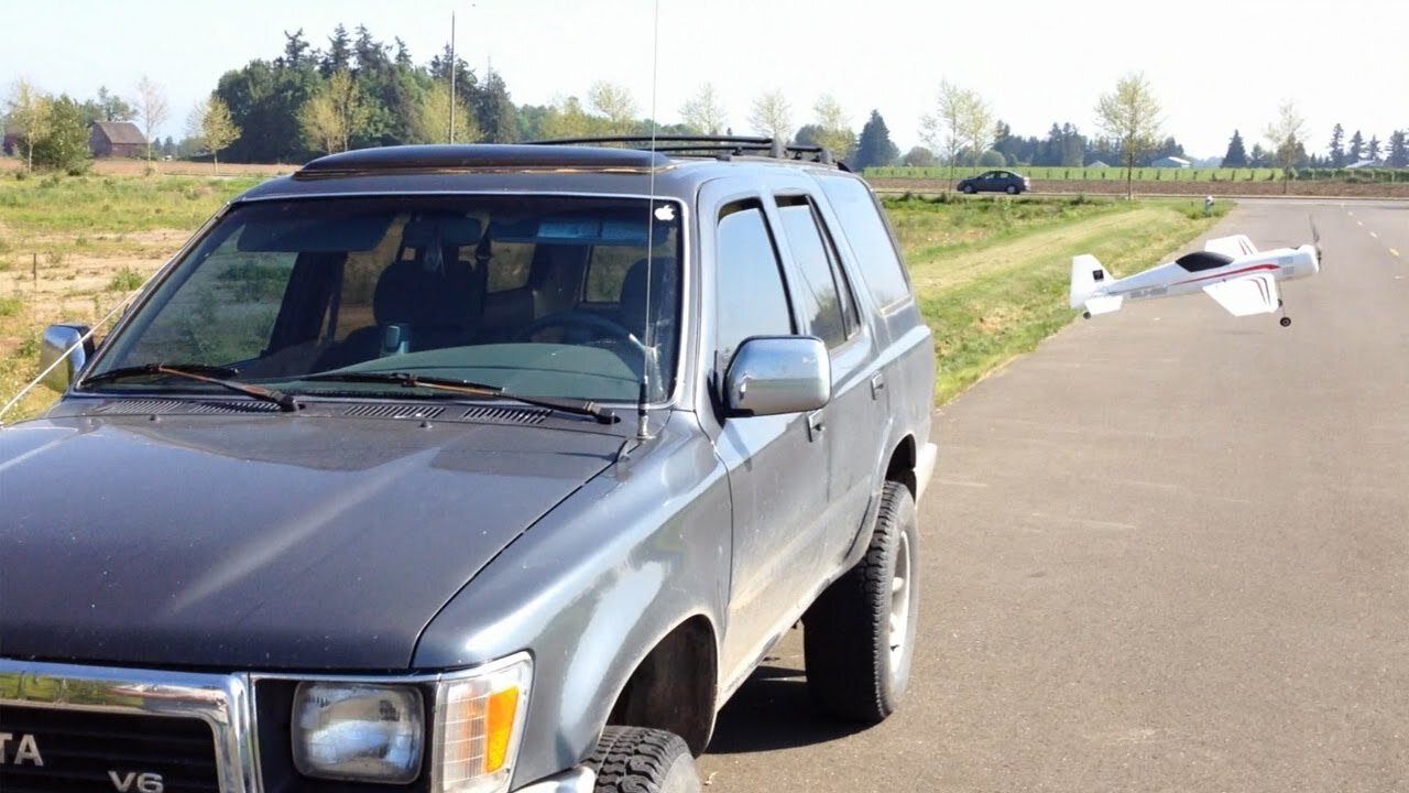 A Parkzone Sukhoi SU26 Taking Off and Landing on a Toyota 4Runner