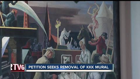 Petition wants part of mural depicting KKK rally removed from Indiana University lecture hall