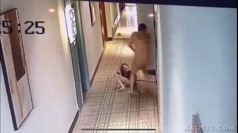Hunter dragging a very young girl back into his hotel room