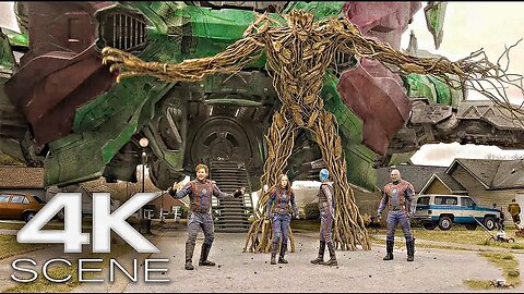 KAIJU Groot vs Hostile Crowd (2023) 4K SCENE | Guardians Of The Galaxy Vol. 3 Movie Clip