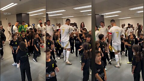 Living up to his love and fond memories, Ronaldo high-fived and interacted with the children