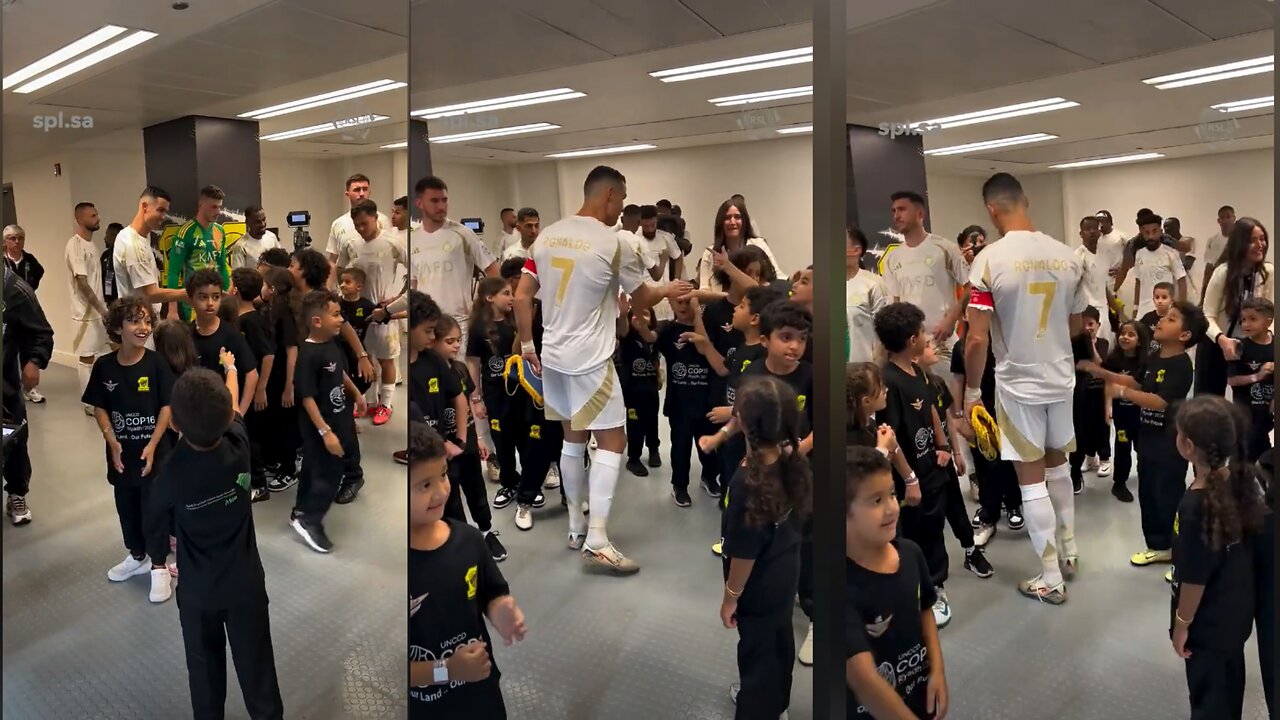 Living up to his love and fond memories, Ronaldo high-fived and interacted with the children