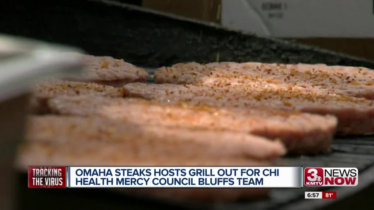 Omaha Steaks hosts grill out for frontline workers