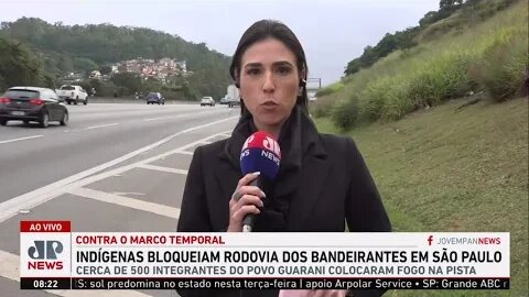 Grupo de líderes indígenas bloqueia parte da rodovia dos Bandeirantes, em SP