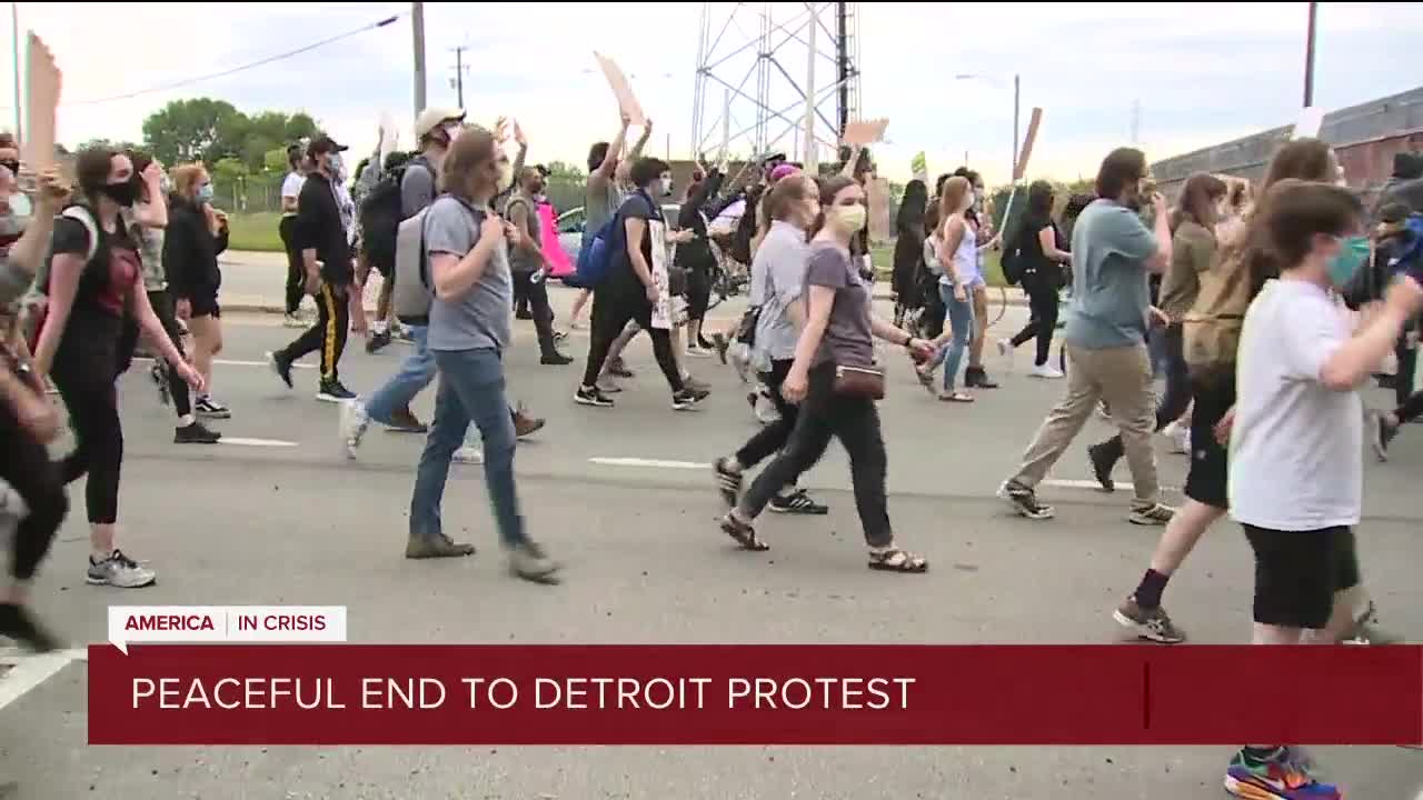 Protesters peacefully disperse in downtown Detroit amid rising tensions across the country