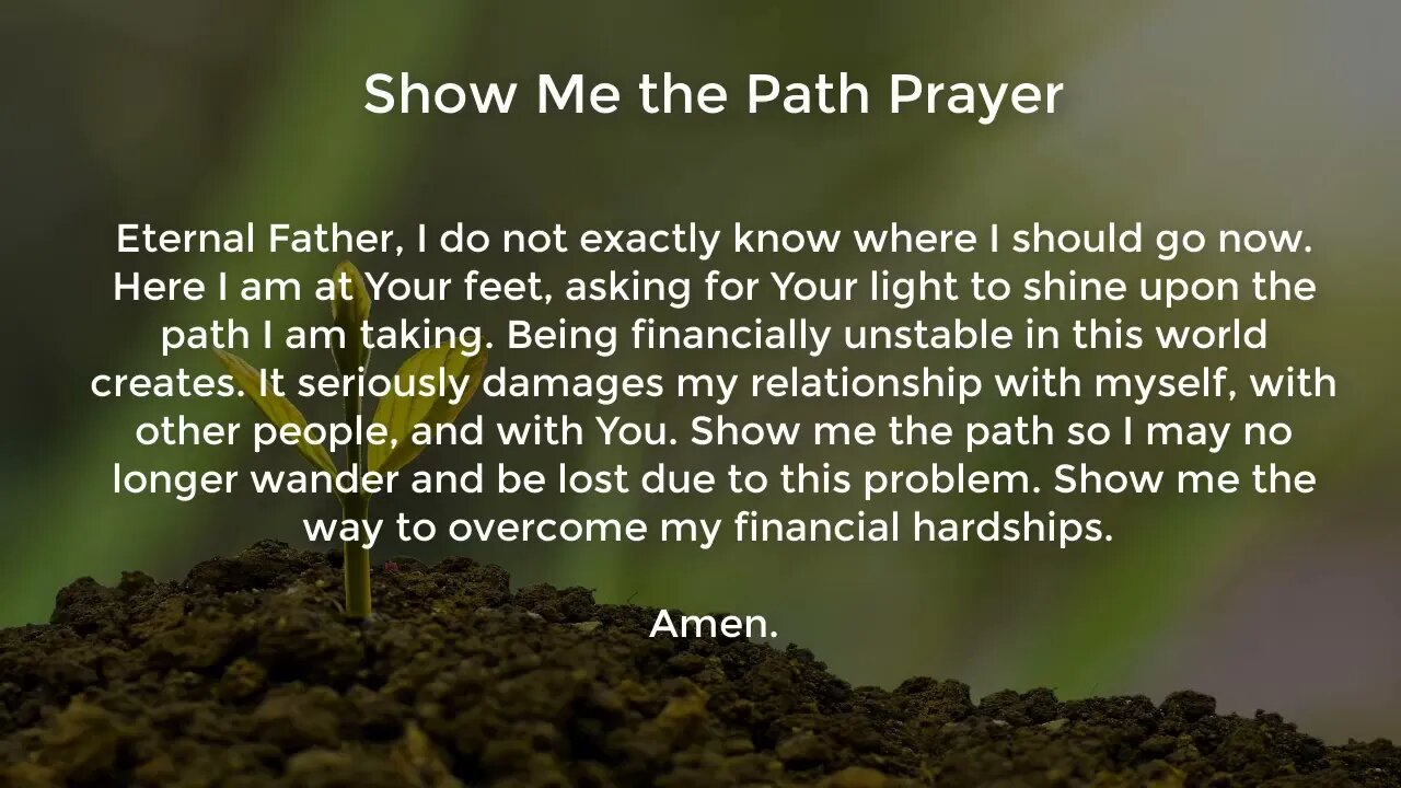 Show Me the Path Prayer (Prayer for Financial Stability)