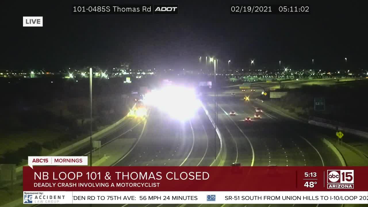 Deadly crash involving motorcycle shuts down portion of Loop 101