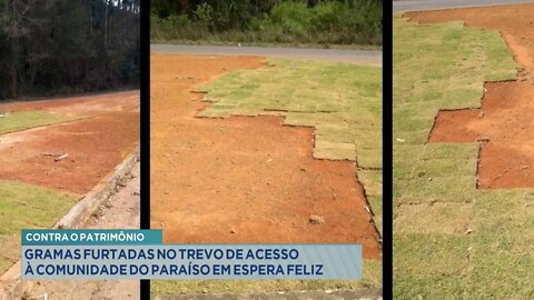 Crime Contra Patrimônio: Gramas furtadas no Trevo de Acesso à Comunidade do Paraíso em Espera Feliz.