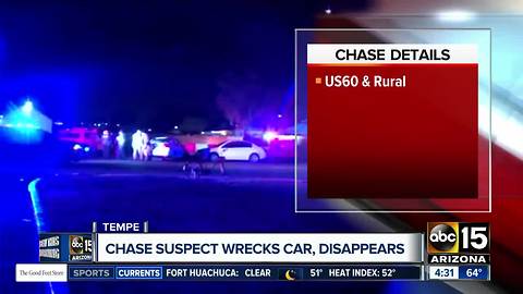 Tempe police searching for driver that wrecked car and fled