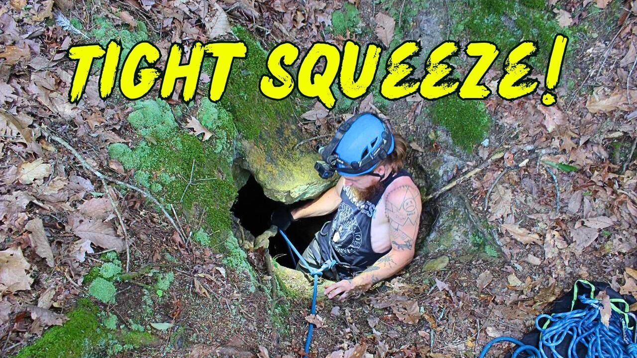 Rappelling into a super TIGHT crevice cave! 😱