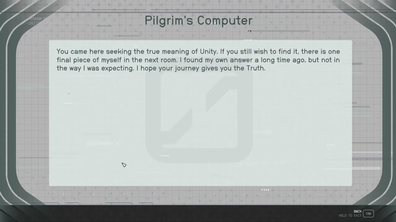 Starfield Unity - Access The Locked Room - Pilgrim's Rest answers