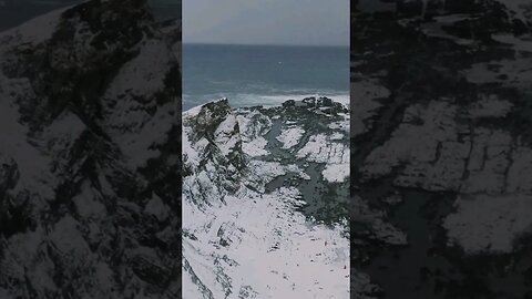 Snow covered sea rocks #shorts #relaxingmusic #nature