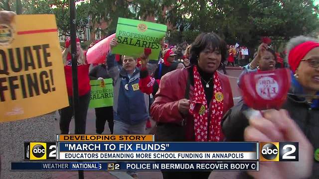 Teachers, advocates rally in Annapolis for more school funding
