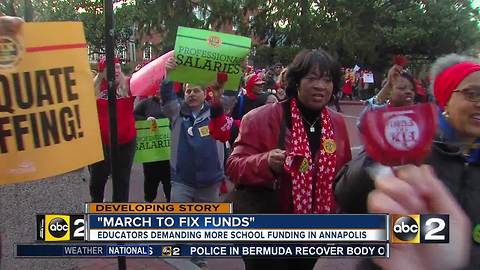 Teachers, advocates rally in Annapolis for more school funding