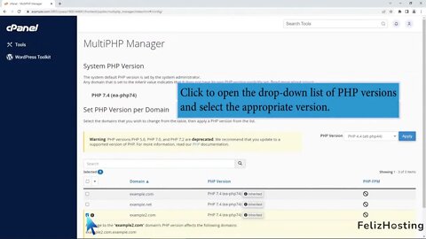 How to Set the PHP Version per Domain using cPanel with FelizHosting
