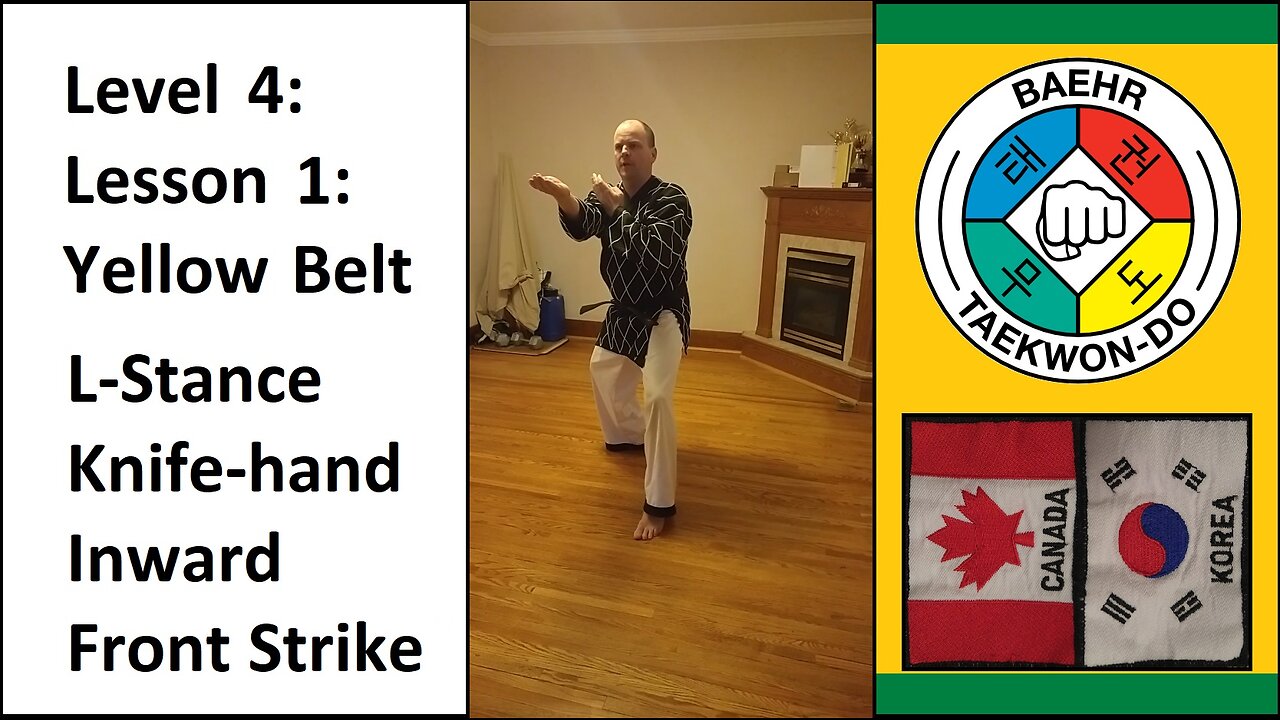 Baehr Taekwondo: 04-01: Green Stripe: L-Stance - Knife-hand Inward Front Strike (with grab)