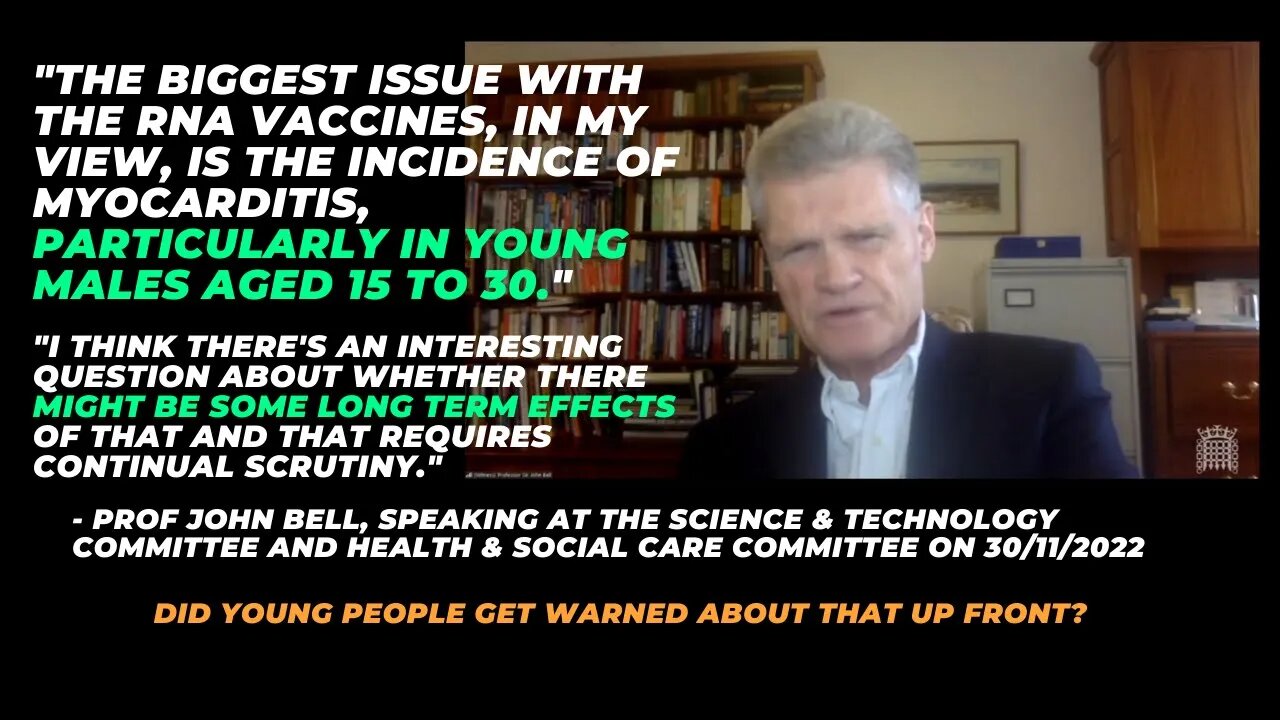 "The biggest issue with the mRrna vaccines, in my view, is the incidence of Myocarditis" - John Bell