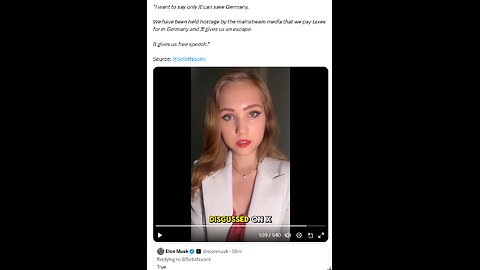 🚨 NAOMI SEIBT: THE AfD AND 𝕏 CAN SAVE GERMANY " I want to say only 𝕏 can save Germany.