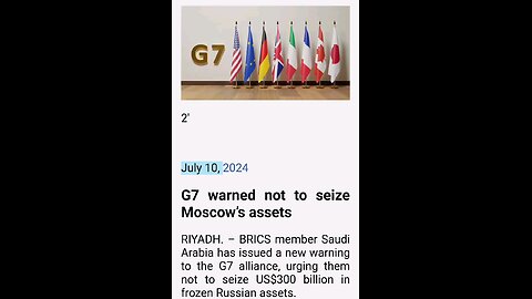 Saudis Warned G-7 Over Russia Seizures