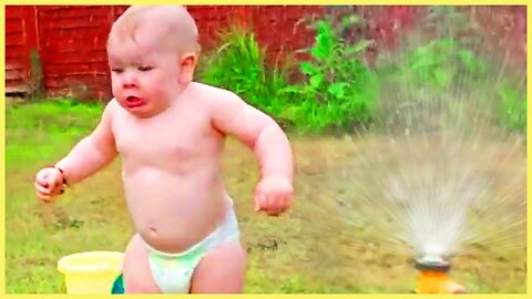 Funny Babies Playing With Water - Baby Outdoor Videos