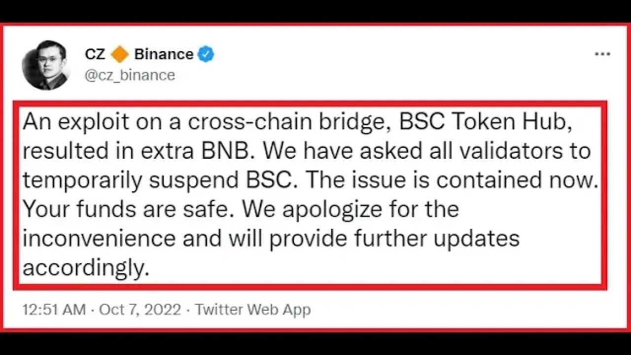 BSC Cross Chain Exploit, trading halt, current situation!!!