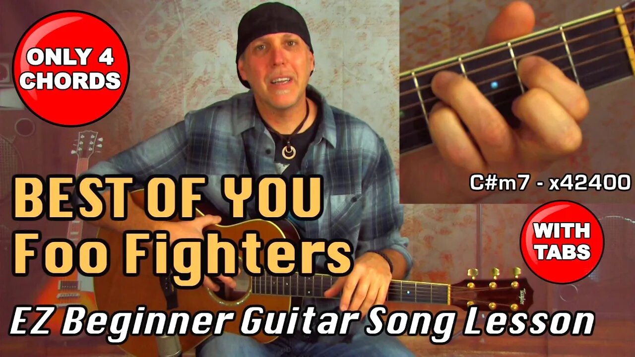 Foo Fighters Best Of You guitar song lesson only 4 chords with strums