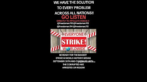 WORLDWIDE STRIKE BEGINS SEPT 30TH