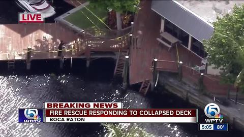 Fire rescue responding to collapsed deck