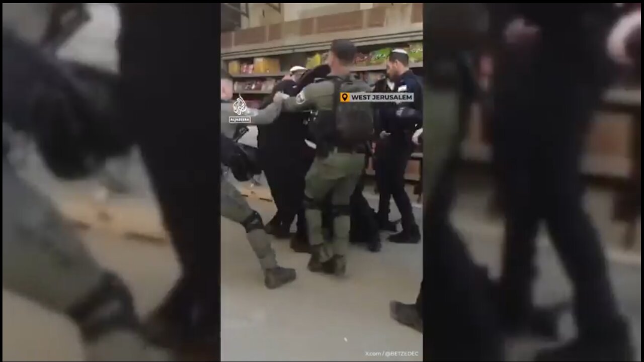 Israeli Zionist police and military beating up pro-Palestinian Haredi Jews