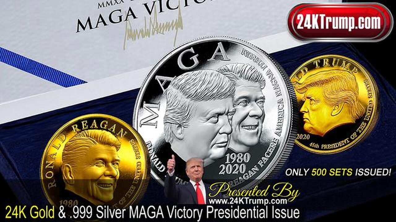 EXTREMELY RARE! 8PC 45TH ANNIVERSARY PRESIDENT TRUMP & REAGAN MEN OF MAGA TRIBUTE SET!