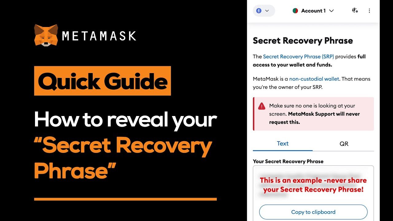 How to reveal your Secret Recovery Phrase of Metamask