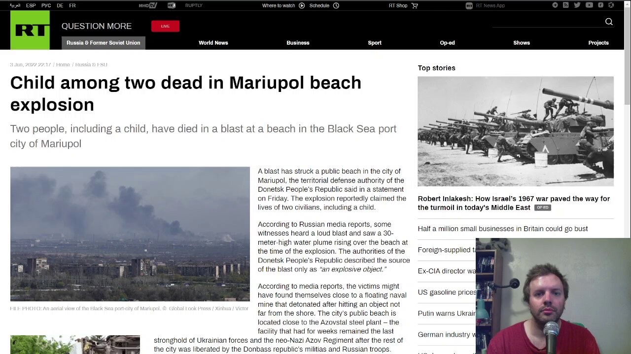 Child among two dead in Mariupol beach explosion, probably due to unexploded mine