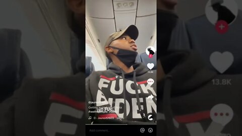 Delta airlines telling Jake he must take off his "fuck Biden" hoodie...