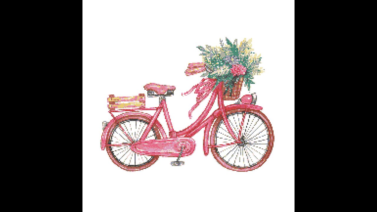 FLORAL PINK BIKE Cross Stitch Pattern by Welovit Cross Stitch | welovit.net | #welovit #crossstitch