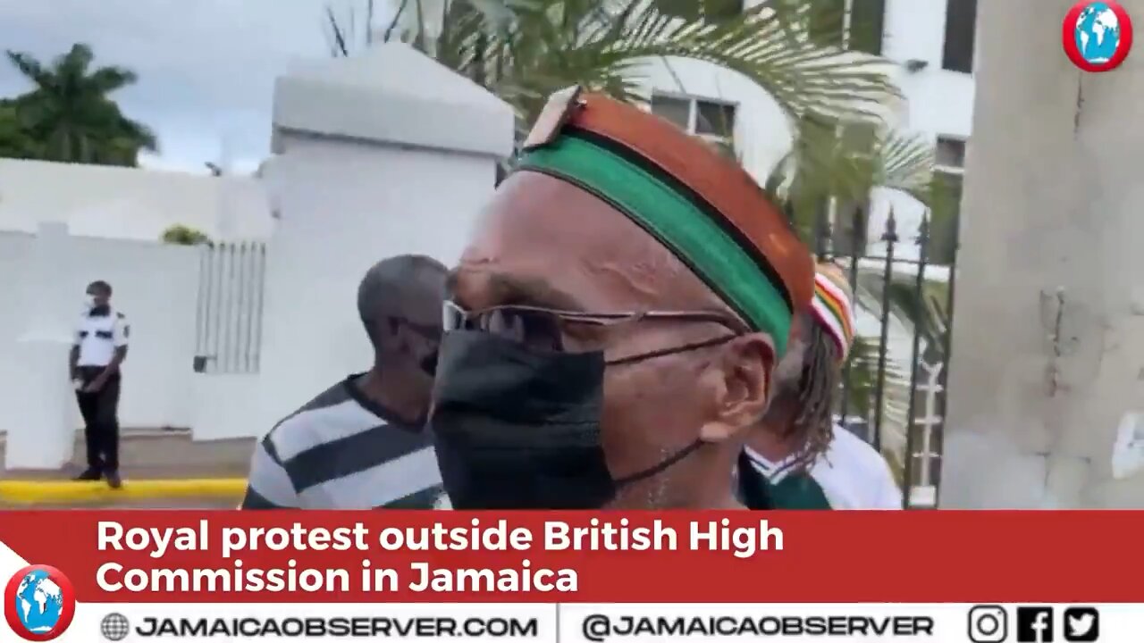 JAMAICANS PROTESTING FOR REPERATIONS ON PRINCE WILLIAMS VISIT
