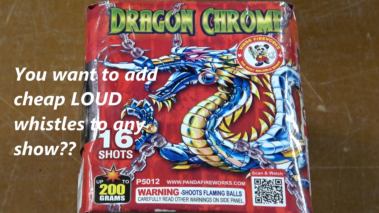 Dragon Chrome 16 shot 200g cake of all 2 stage whistles by Winda Fireworks