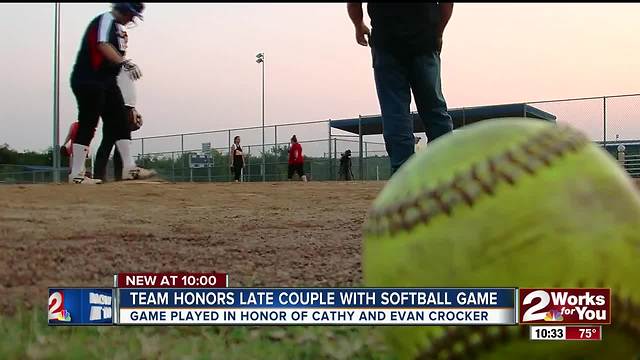 Softball game in memory of Cathy and Evan Crocker