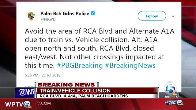 Train collides with vehicle in Palm Beach Gardens