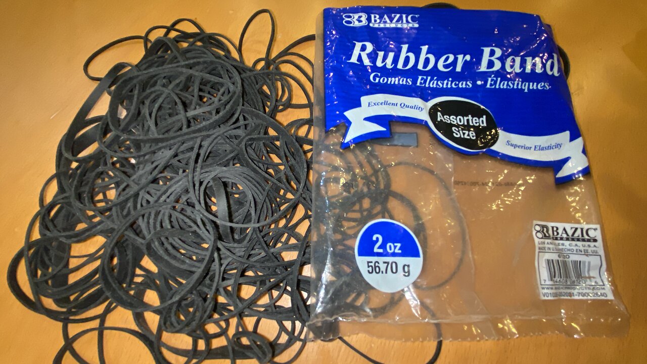 Look at BAZIC Black Color Rubber Bands 2 Oz./ 56.70 g Assorted Sizes Made in USA Elastic Bands