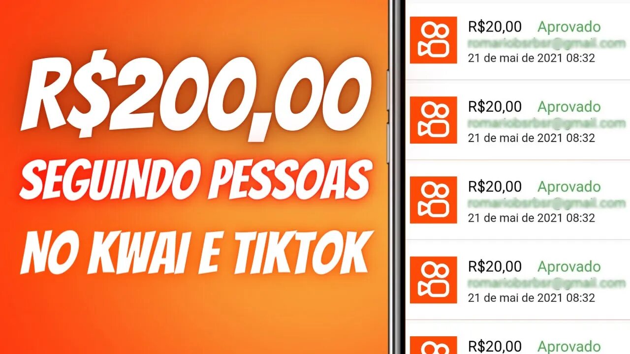 ✅ GANHE R$200 VIA PIX SEGUINDO PESSOAS NO TIKTOK E KWAI DE GRAÇA