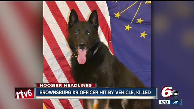 Brownsburg police mourn the loss of K9 officer after he was hit by a car