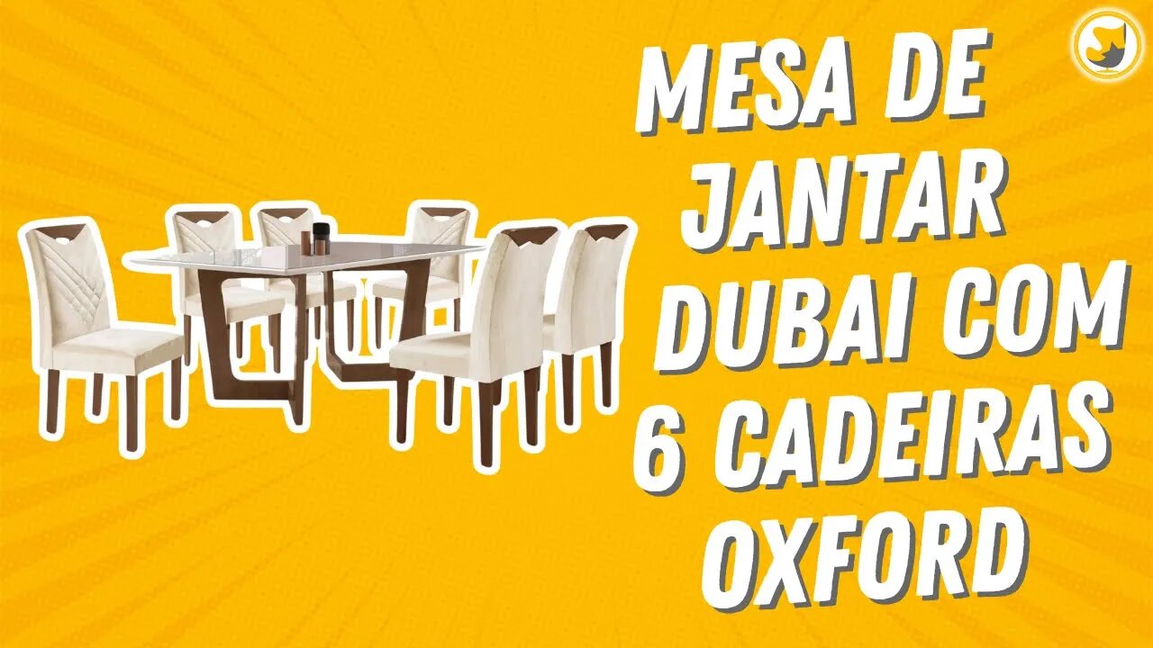 Mesa de Jantar Dubai 170x90cm com 6 Cadeiras Oxford Cel Móveis