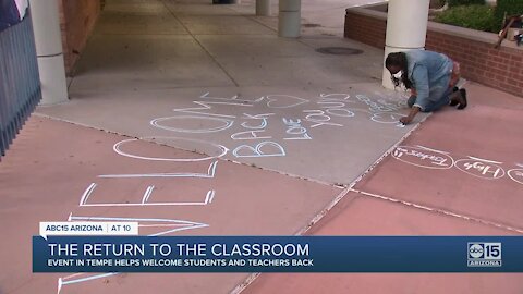 Tempe Union HS District students, parents write positive messages for teachers in chalk