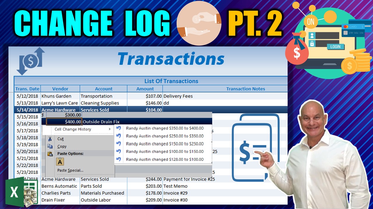 How To Create a Change Log In Excel with Cell History (Part 2)