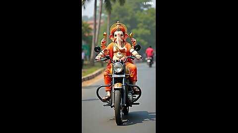 Dhoomachale 🎉✨, Lord Ganesha 🐘🙏 rides on a Royal Enfield 🏍️💨!