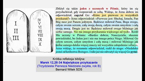 Marek 12,28-34 Największe przykazanie